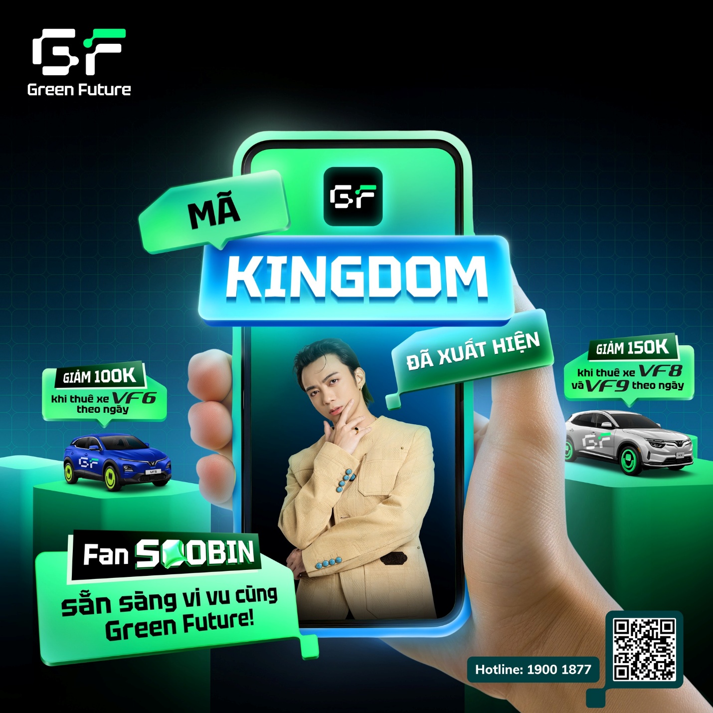 Soobin bất ngờ “phát lộc” cho fan: Thuê VF 6, VF 8, VF 9 qua Green Future rẻ không tưởng nhờ mã KINGDOM- Ảnh 2. hi88.com lừa đảo bất ngờ “phát lộc” cho fan: Thuê VF 6, VF 8, VF 9 qua Green Future rẻ không tưởng nhờ mã KINGDOM- Ảnh 2.