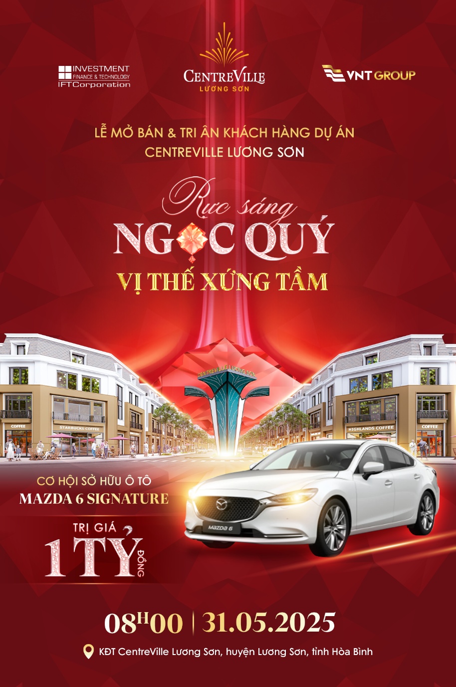 Cơ hội trúng xe Mazda tại Lễ Mở bán và Tri ân CentreVille Lương Sơn- Ảnh 1. Cơ hội trúng xe Mazda tại Lễ Mở bán và Tri ân CentreVille Lương Sơn- Ảnh 1.