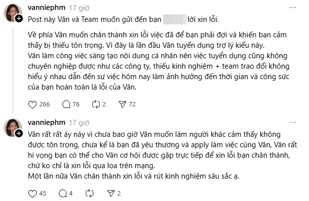 TikToker tuyển trợ l&yacute; c&aacute; nh&acirc;n, bị "phốt" để ứng vi&ecirc;n đợi 30 ph&uacute;t trong khi m&igrave;nh ngồi t&aacute;m chuyện- Ảnh 4.