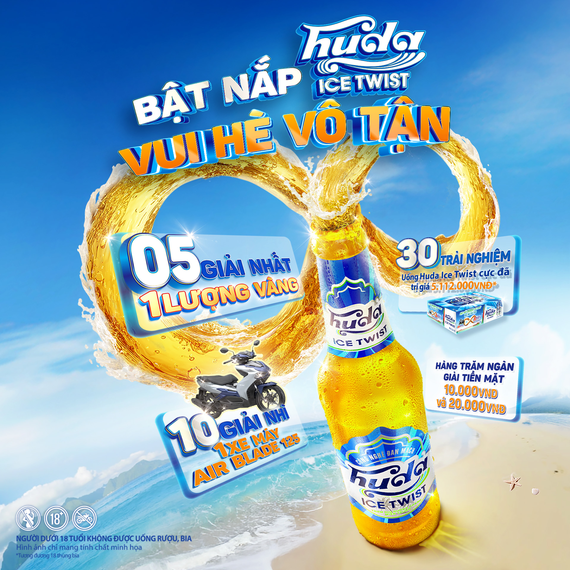 Bật mở bia ngon, nối hè vui vô tận cùng ngàn giải thưởng ẩn dưới nắp Huda Ice Twist- Ảnh 2. Bật mở bia ngon, nối hè vui vô tận cùng ngàn giải thưởng ẩn dưới nắp Huda Ice Twist- Ảnh 2.