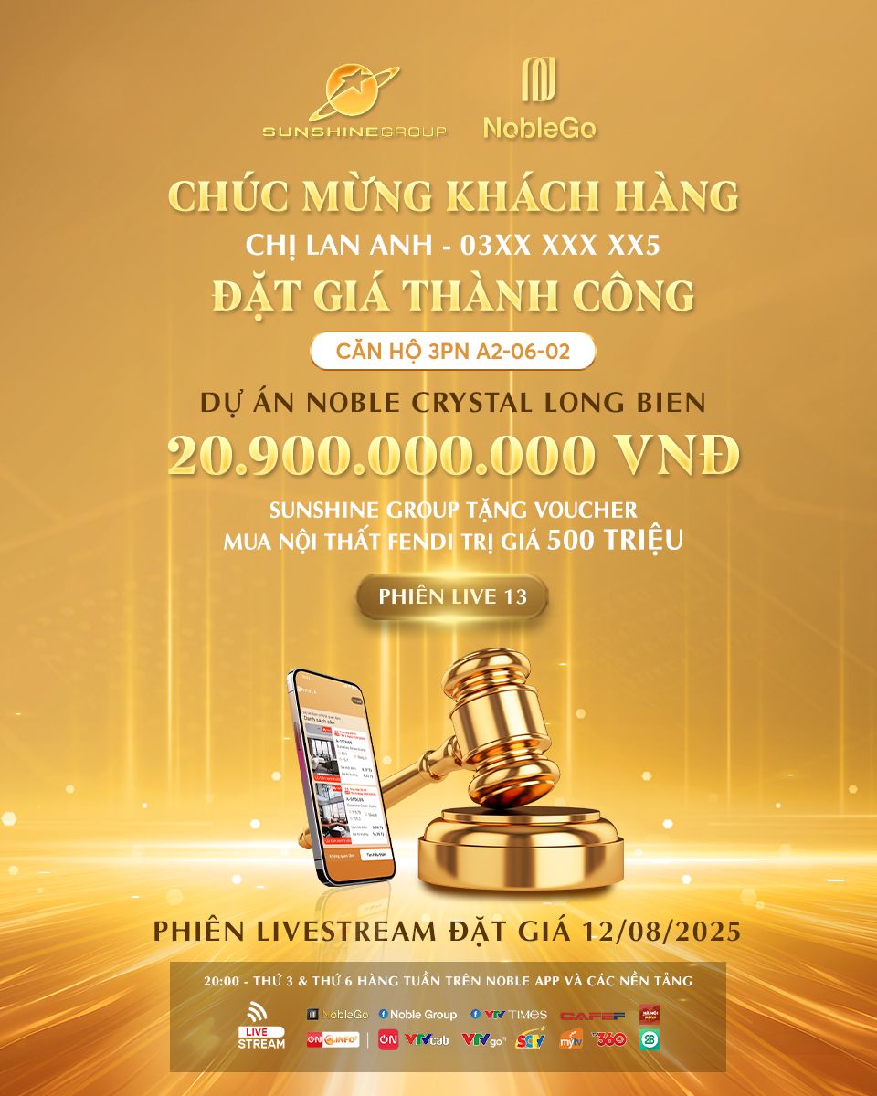 Livestream Sunshine Group 12/8: Căn hộ hàng hiệu chốt deal 20,9 tỷ đồng- Ảnh 1.