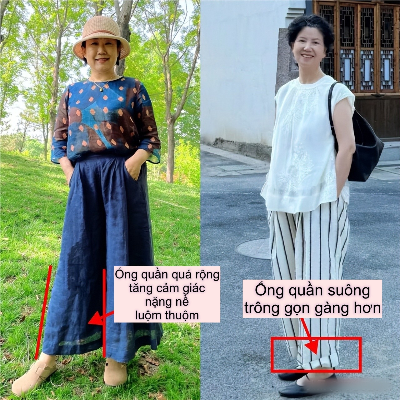 Phụ nữ tuổi 40+ có phần thân dưới đầy đặn nên tránh xa quần ống rộng và kiểu quần không đường may- Ảnh 8. Phụ nữ tuổi 40+ có phần thân dưới đầy đặn nên tránh xa quần ống rộng và kiểu quần không đường may- Ảnh 8.