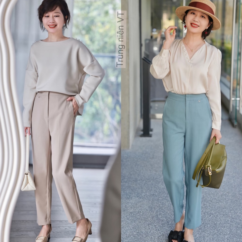 Phụ nữ tuổi 40+ có phần thân dưới đầy đặn nên tránh xa quần ống rộng và kiểu quần không đường may- Ảnh 2. Phụ nữ tuổi 40+ có phần thân dưới đầy đặn nên tránh xa quần ống rộng và kiểu quần không đường may- Ảnh 2.