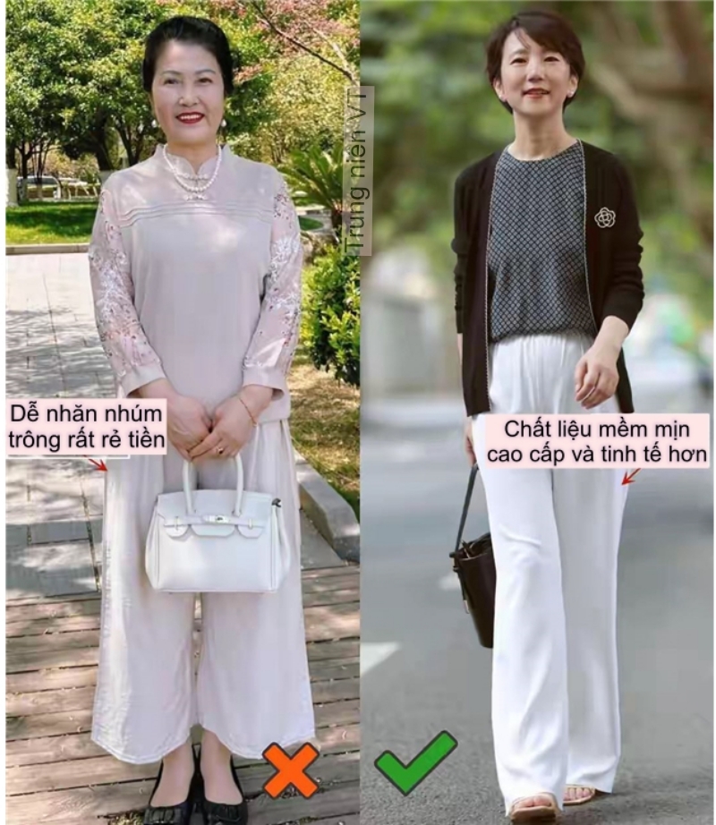 Phụ nữ tuổi 40+ có phần thân dưới đầy đặn nên tránh xa quần ống rộng và kiểu quần không đường may- Ảnh 9. Phụ nữ tuổi 40+ có phần thân dưới đầy đặn nên tránh xa quần ống rộng và kiểu quần không đường may- Ảnh 9.