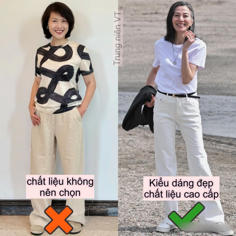 Phụ nữ tuổi 40+ có phần thân dưới đầy đặn nên tránh xa quần ống rộng và kiểu quần không đường may- Ảnh 10. Phụ nữ tuổi 40+ có phần thân dưới đầy đặn nên tránh xa quần ống rộng và kiểu quần không đường may- Ảnh 10.