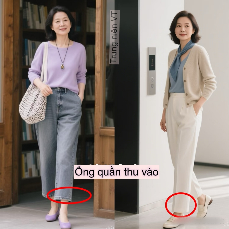 Phụ nữ tuổi 40+ có phần thân dưới đầy đặn nên tránh xa quần ống rộng và kiểu quần không đường may- Ảnh 11. Phụ nữ tuổi 40+ có phần thân dưới đầy đặn nên tránh xa quần ống rộng và kiểu quần không đường may- Ảnh 11.