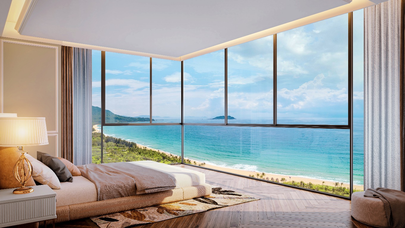 A room with a view of the ocean  Description automatically generated
