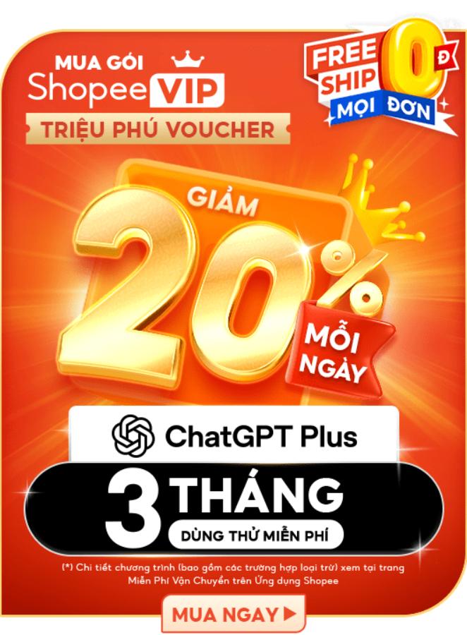 ShopeeVIP giờ “VIP”  hơn với 3 tháng miễn phí sử dụng ChatGPT Plus từ 8/8- Ảnh 1.