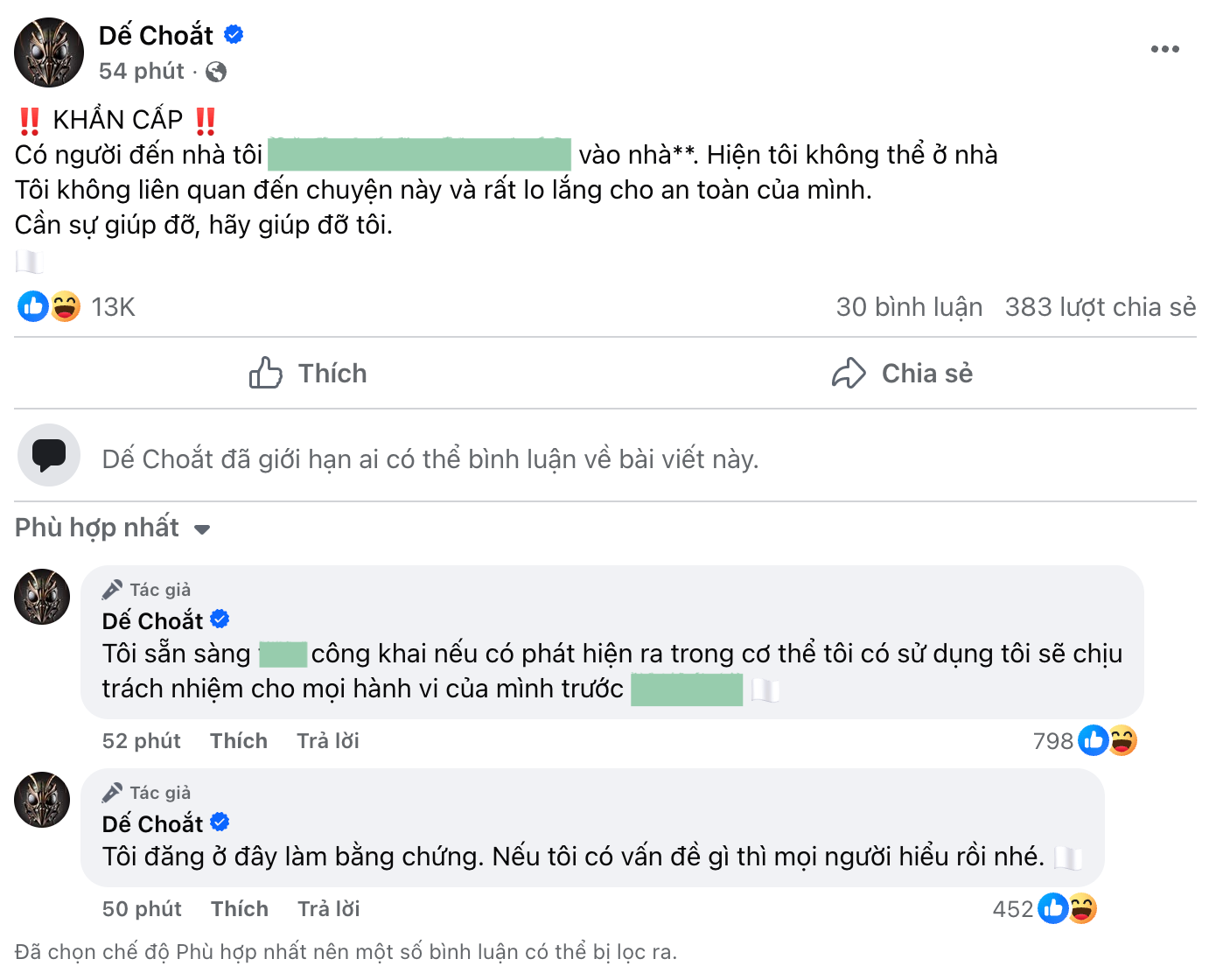 Fanpage Quán quân Rap Việt Dế Choắt xuất hiện bài đăng gây sốc- Ảnh 1. Fanpage Quán quân Rap Việt Dế Choắt xuất hiện bài đăng gây sốc- Ảnh 1.