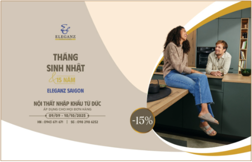 Tháng sinh nhật Eleganz Furniture – Ưu đãi 15% đặc biệt nhân kỷ niệm 15 năm Eleganz Saigon- Ảnh 1. Tháng sinh nhật mitom bong da truc tiep – Ưu đãi 15% đặc biệt nhân kỷ niệm 15 năm Eleganz Saigon- Ảnh 1.