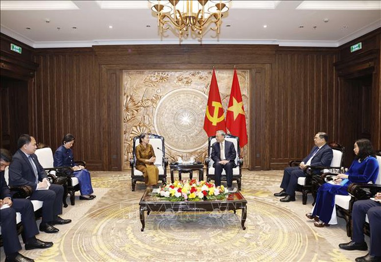 Tổng B&iacute; thư T&ocirc; L&acirc;m tiếp Đo&agrave;n đại biểu Đảng Nh&acirc;n d&acirc;n Campuchia- Ảnh 3.