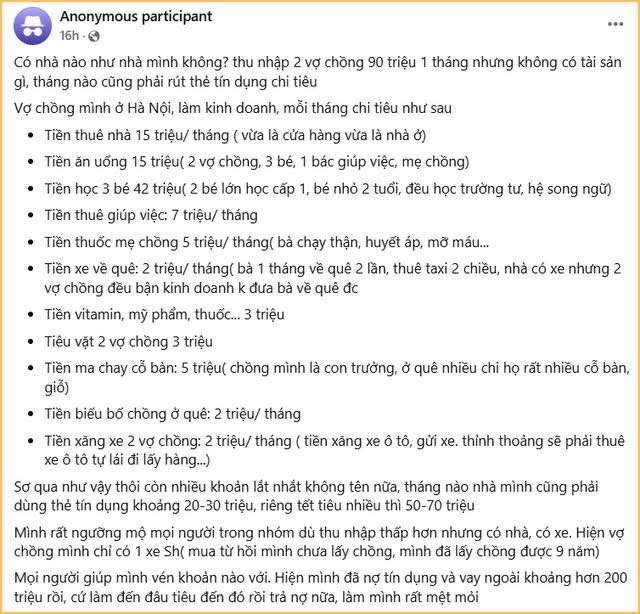 Bảng chi ti&ecirc;u &ldquo;kh&ocirc;ng cứu nổi&rdquo;: Thu nhập 90 triệu/th&aacute;ng vẫn &acirc;m tiền, h&ocirc;n nh&acirc;n đang nu&ocirc;i nhau hay đang "r&uacute;t m&aacute;u" nhau?- Ảnh 1.