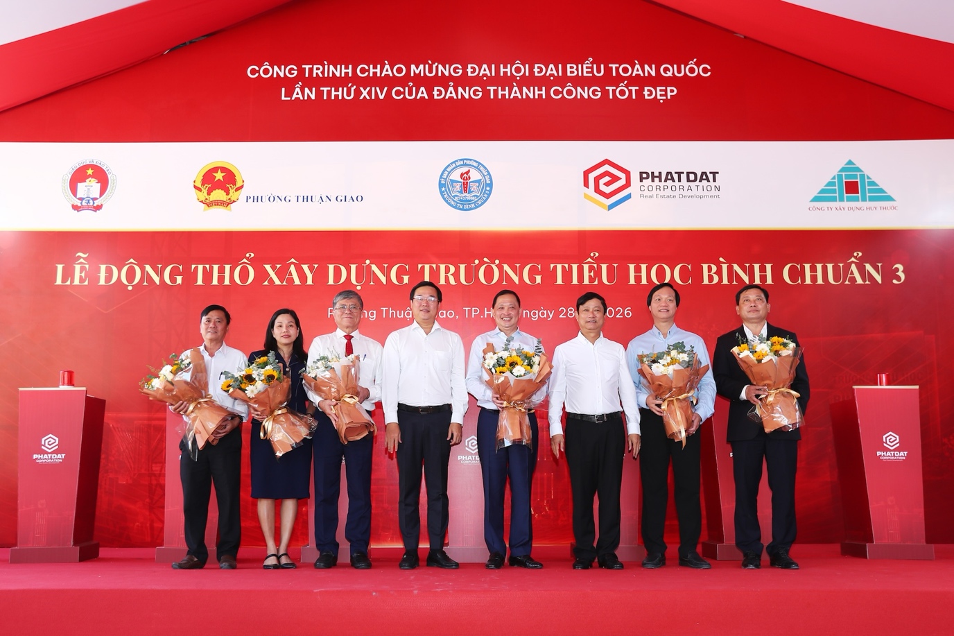 Động thổ x&acirc;y dựng trường học đạt chuẩn quốc gia do doanh nghiệp t&agrave;i trợ tại phường Thuận Giao- Ảnh 1.