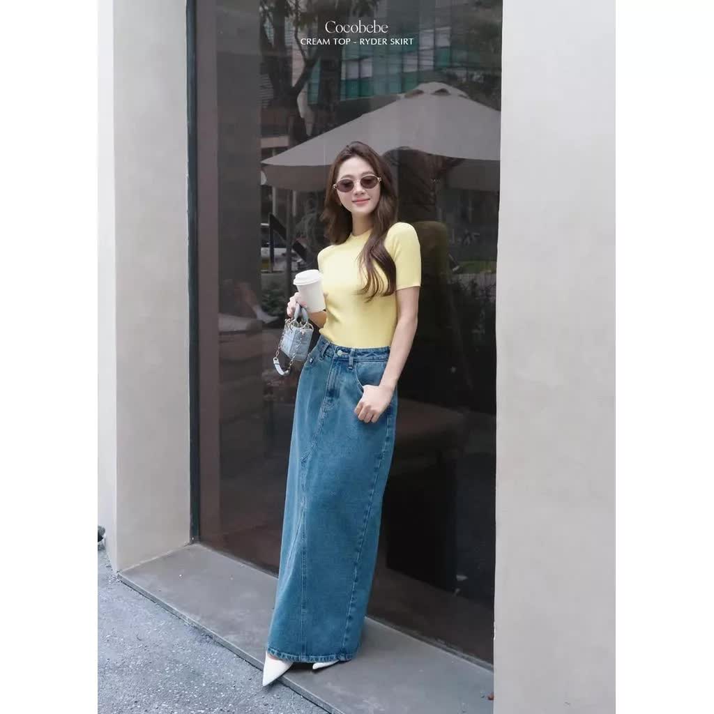 Ch&acirc;n v&aacute;y jeans d&aacute;ng d&agrave;i: Vừa trẻ trung vừa sang chuẩn "old money"- Ảnh 5.