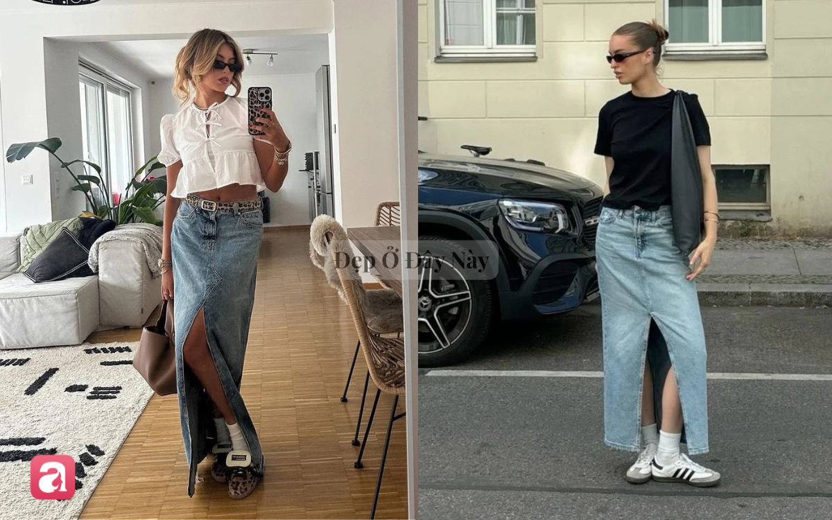 Ch&acirc;n v&aacute;y jeans d&aacute;ng d&agrave;i: Vừa trẻ trung vừa sang chuẩn "old money"- Ảnh 2.