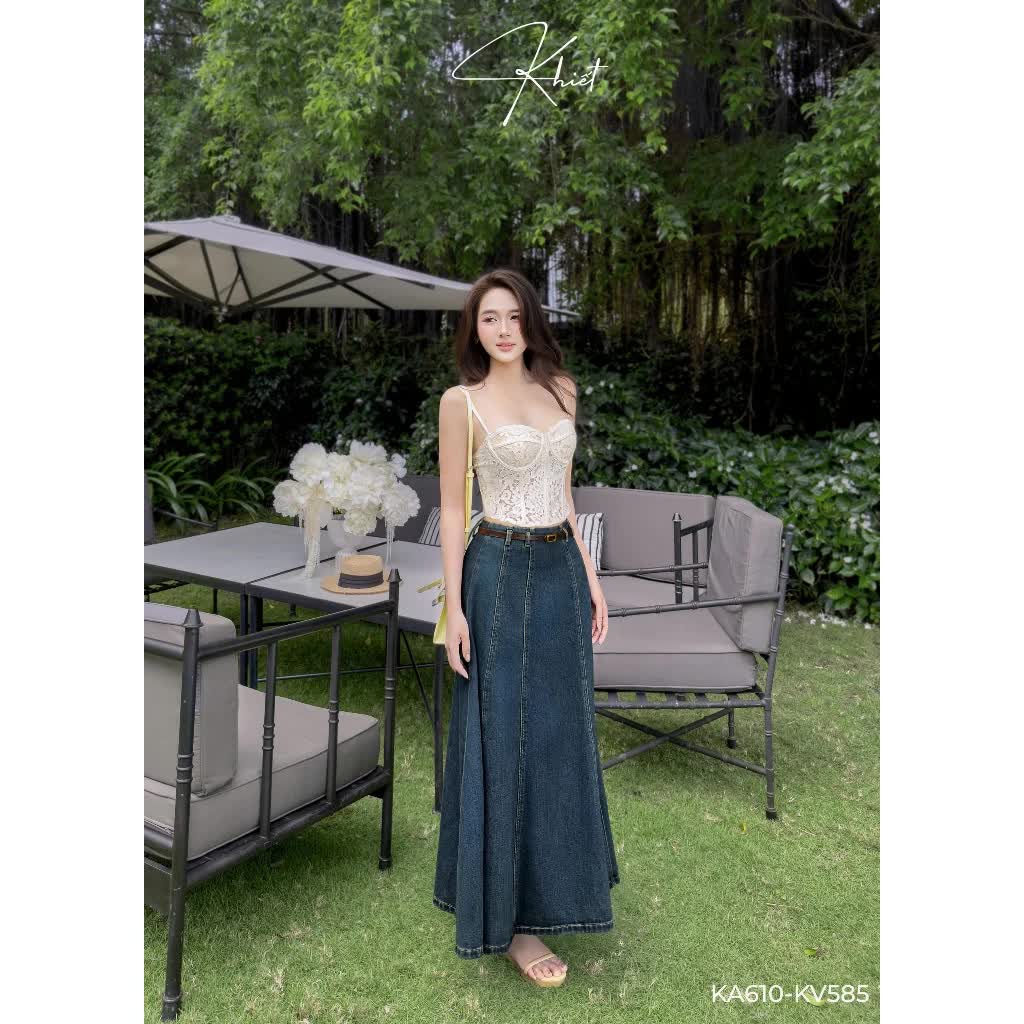 Ch&acirc;n v&aacute;y jeans d&aacute;ng d&agrave;i: Vừa trẻ trung vừa sang chuẩn "old money"- Ảnh 9.