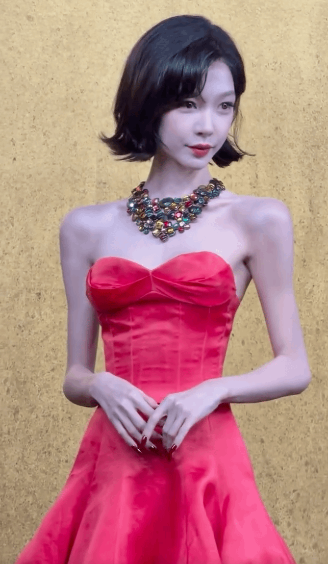 Hot Douyin gầy như bộ xương khô trên thảm đỏ- Ảnh 1.