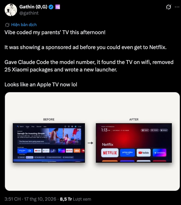 Nhờ Claude “vibe code” biến TV thành Jarvis của Iron Man, nói một câu là Netflix tự chạy - Ảnh 2.