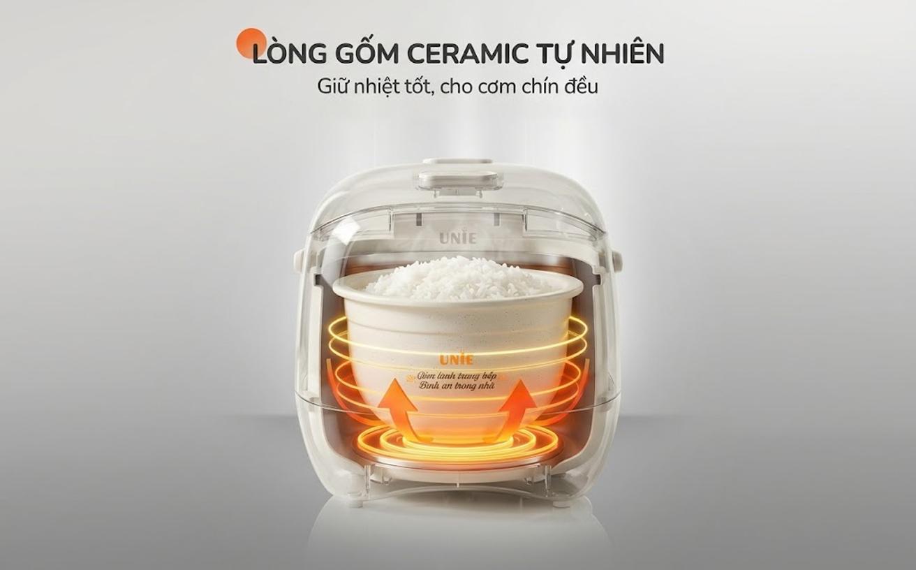 B&iacute; quyết giữ cơm ngon trọn vị suốt 24 giờ nhờ l&ograve;ng gốm Ceramic l&agrave;nh t&iacute;nh từ Unie- Ảnh 1.