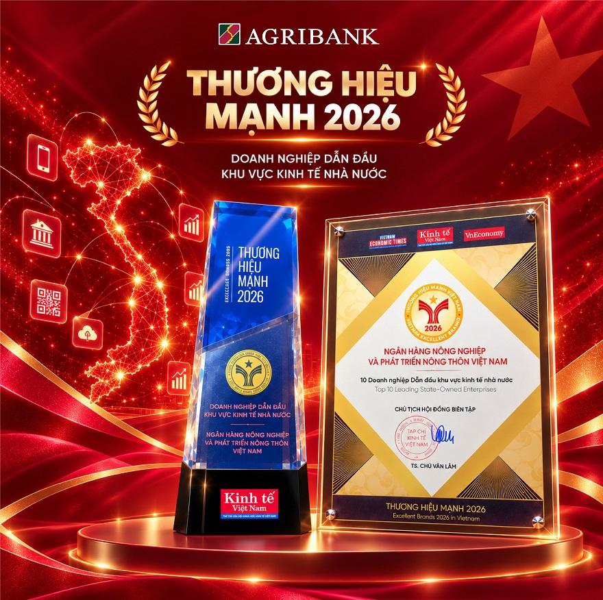 Agribank được vinh danh Top 10 Thương hiệu Doanh nghiệp Dẫn đầu Khu vực Kinh tế Nhà nước 2026 - Ảnh 1.