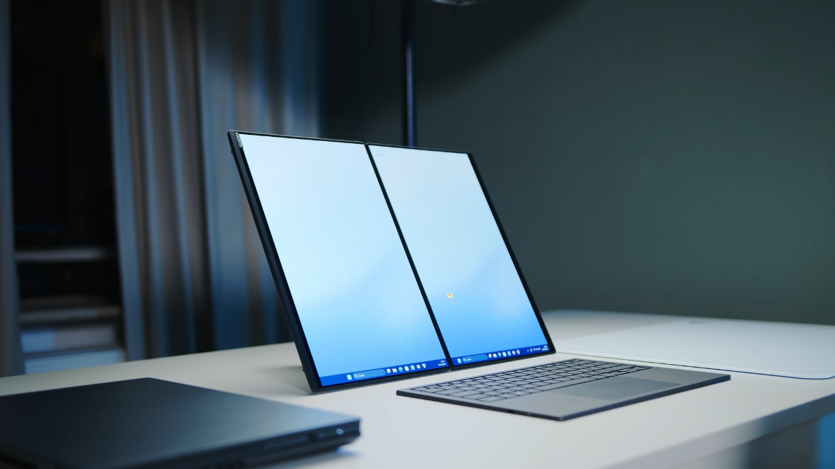 Kh&ocirc;ng cần b&agrave;n l&agrave;m việc cố định, ASUS Zenbook DUO 2026 vẫn dựng được cả workspace- Ảnh 2.