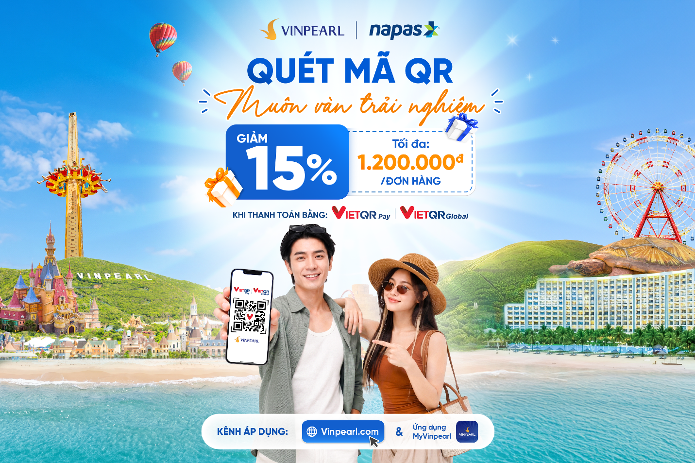 Giảm tới 1,2 triệu đồng khi thanh toán VIETQRPAY – VIETQRGLOBAL tại hệ sinh thái Vinpearl- Ảnh 1.