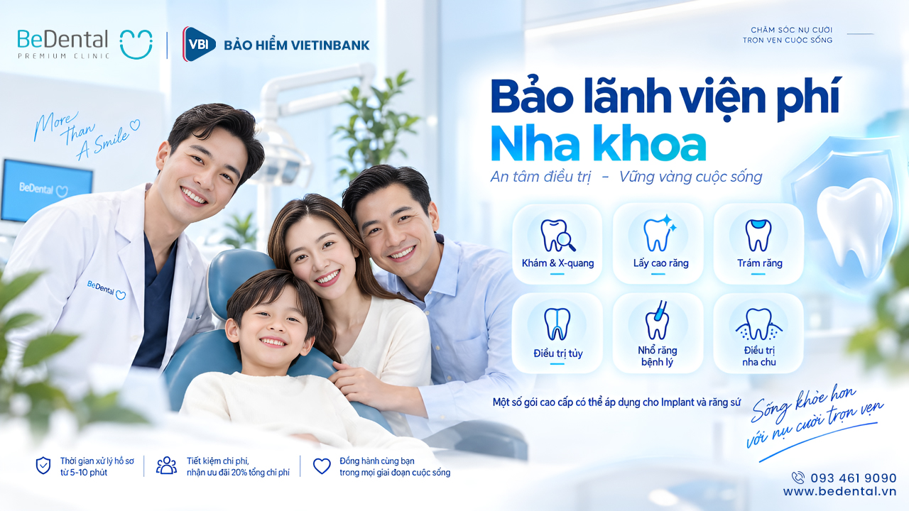 Quyền lợi kh&aacute;m răng Bảo hiểm VietinBank (VBI) tại Nha khoa BeDental, ưu đ&atilde;i 20% - Ảnh 1.