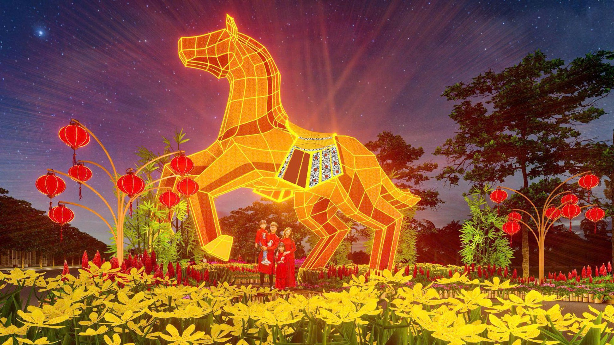 Linh vật Ph&uacute;c M&atilde; cao 7 m&eacute;t tại đường hoa Home Hanoi Xuan 2026- Ảnh 5.