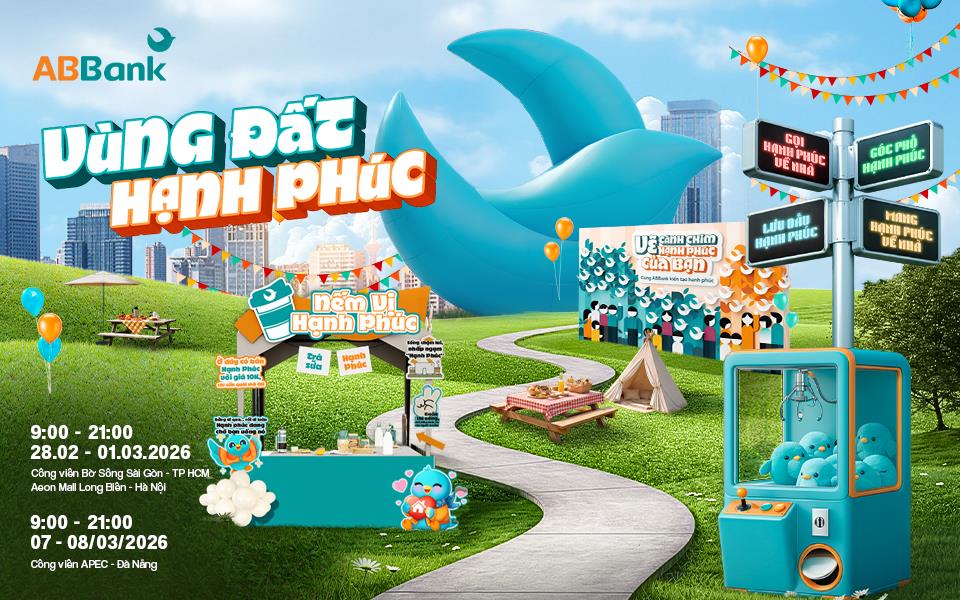 Đến &ldquo;V&ugrave;ng đất Hạnh Ph&uacute;c&rdquo; ABBank: Săn v&agrave;ng, săn iPhone 17 Pro Max v&agrave; trải nghiệm kh&ocirc;ng gian s&aacute;ng tạo cực chất- Ảnh 1.