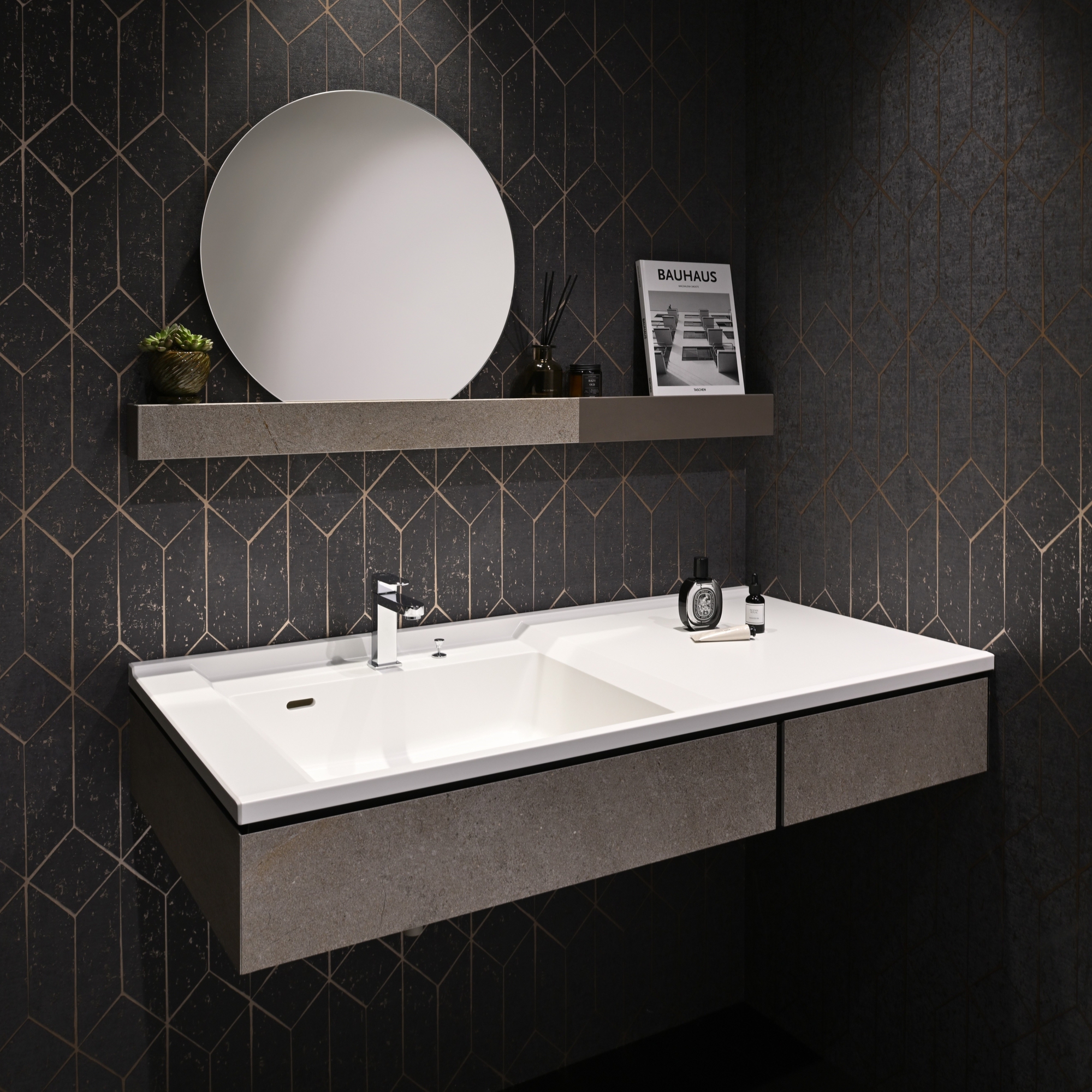 Chậu rửa mặt liền khối Yoshimoto &ndash; May đo theo từng milimet- Ảnh 1.