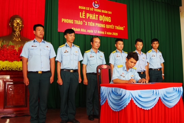 Đo&agrave;n Cơ sở Trung đo&agrave;n 591 ph&aacute;t động phong tr&agrave;o thi đua &ldquo;3 Ti&ecirc;n phong quyết thắng&rdquo; - Ảnh 4.