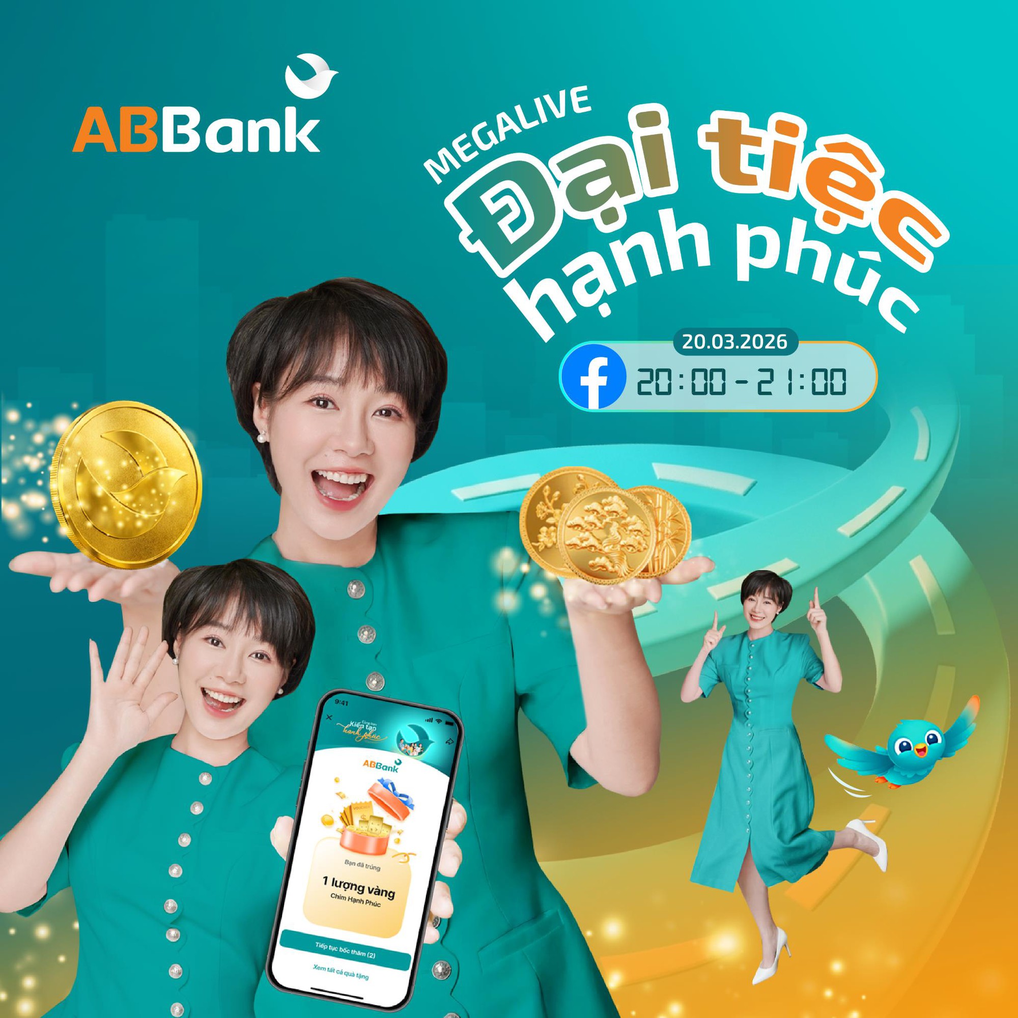 &ldquo;Đại tiệc Hạnh ph&uacute;c&rdquo; ABBank đổ bộ 20/3: Nh&acirc;n đ&ocirc;i cơ hội tr&uacute;ng v&agrave;ng 24k c&ugrave;ng &ldquo;mưa&rdquo; qu&agrave; tặng - Ảnh 1.