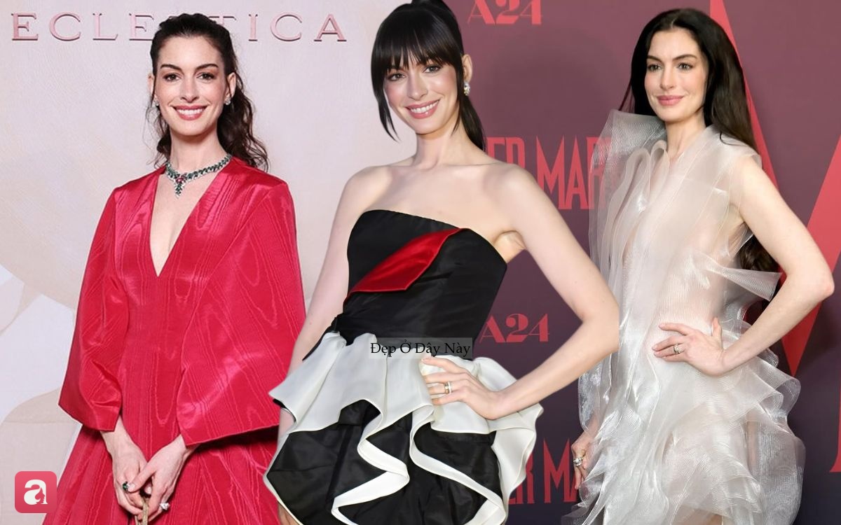 Anne Hathaway bận “không thở nổi”, đổi style liên tục khiến fan chóng mặt - Ảnh 1.