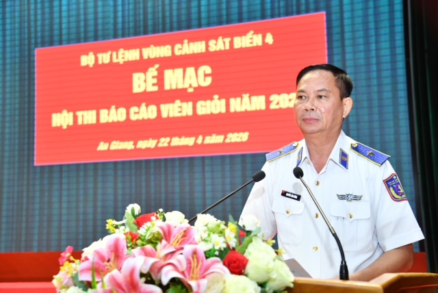 S&ocirc;i nổi Hội thi b&aacute;o c&aacute;o vi&ecirc;n giỏi tại Bộ Tư lệnh V&ugrave;ng Cảnh s&aacute;t biển 4 - Ảnh 2.
