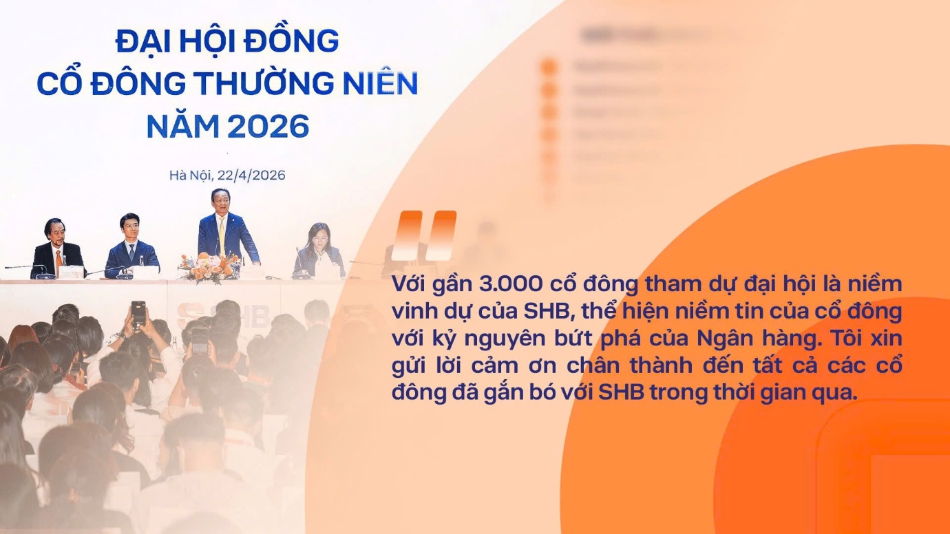 Những c&acirc;u n&oacute;i ấn tượng của Chủ tịch HĐQT SHB Đỗ Quang Hiển tại ĐHĐCĐ 2026 - Ảnh 1.