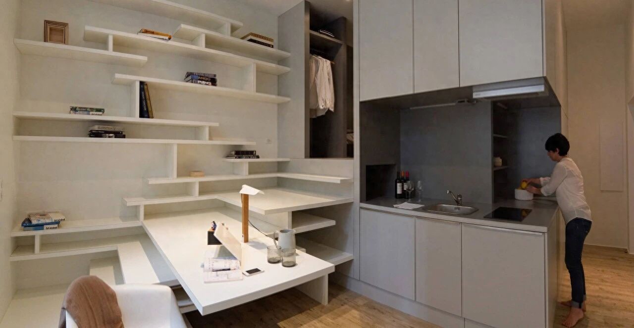 Căn hộ 27m&sup2; cũ n&aacute;t lột x&aacute;c kh&oacute; tin: Nh&eacute;t đủ giường đ&ocirc;i, bếp, b&agrave;n học trong 1 khối nội thất - Ảnh 1.