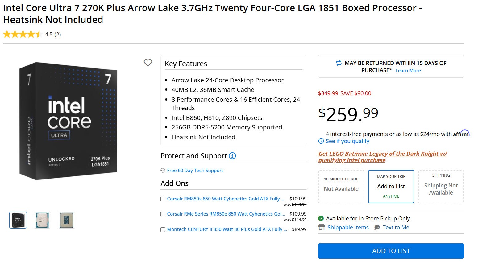 Intel Core Ultra 7 270K Plus rớt xuống 6,8 triệu, thấp hơn cả gi&aacute; ra mắt - Ảnh 2.