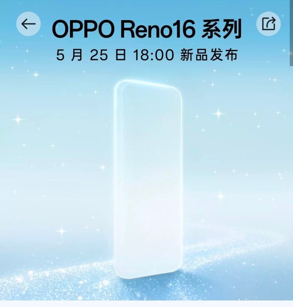 OPPO Reno 16 ra mắt 25/5, lộ hết th&ocirc;ng số trước giờ G - Ảnh 1.