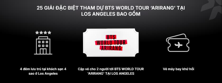 Chi ti&ecirc;u từ 3 triệu đồng với thẻ VIB Visa, cơ hội tr&uacute;ng chuyến đi trọn g&oacute;i xem BTS World Tour &ldquo;Arirang&rdquo; tại Los Angeles - Ảnh 2.