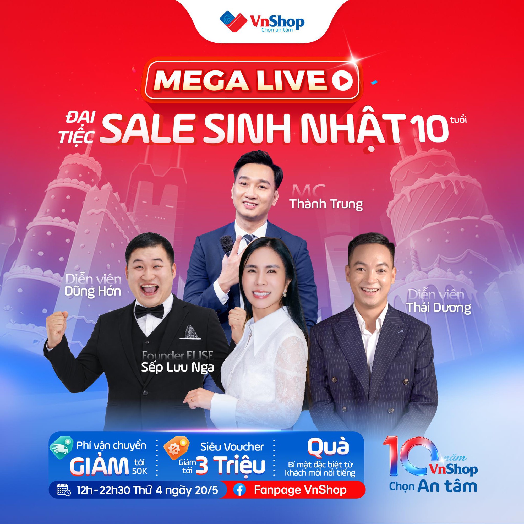 H&ocirc;m nay VnShop mở đại tiệc sinh nhật 10 tuổi: Live li&ecirc;n tục 10 tiếng, loạt thương hiệu tung deal tới 3 triệu đồng- Ảnh 1.