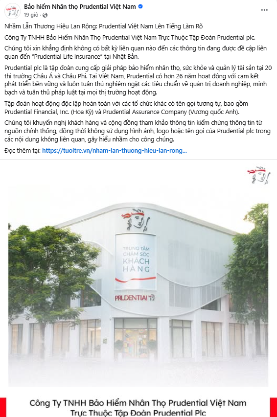 Vạ l&acirc;y v&igrave; tr&ugrave;ng t&ecirc;n: Prudential Việt Nam khẳng định kh&ocirc;ng li&ecirc;n quan Prudential Life Insurance tại Nhật Bản- Ảnh 2.