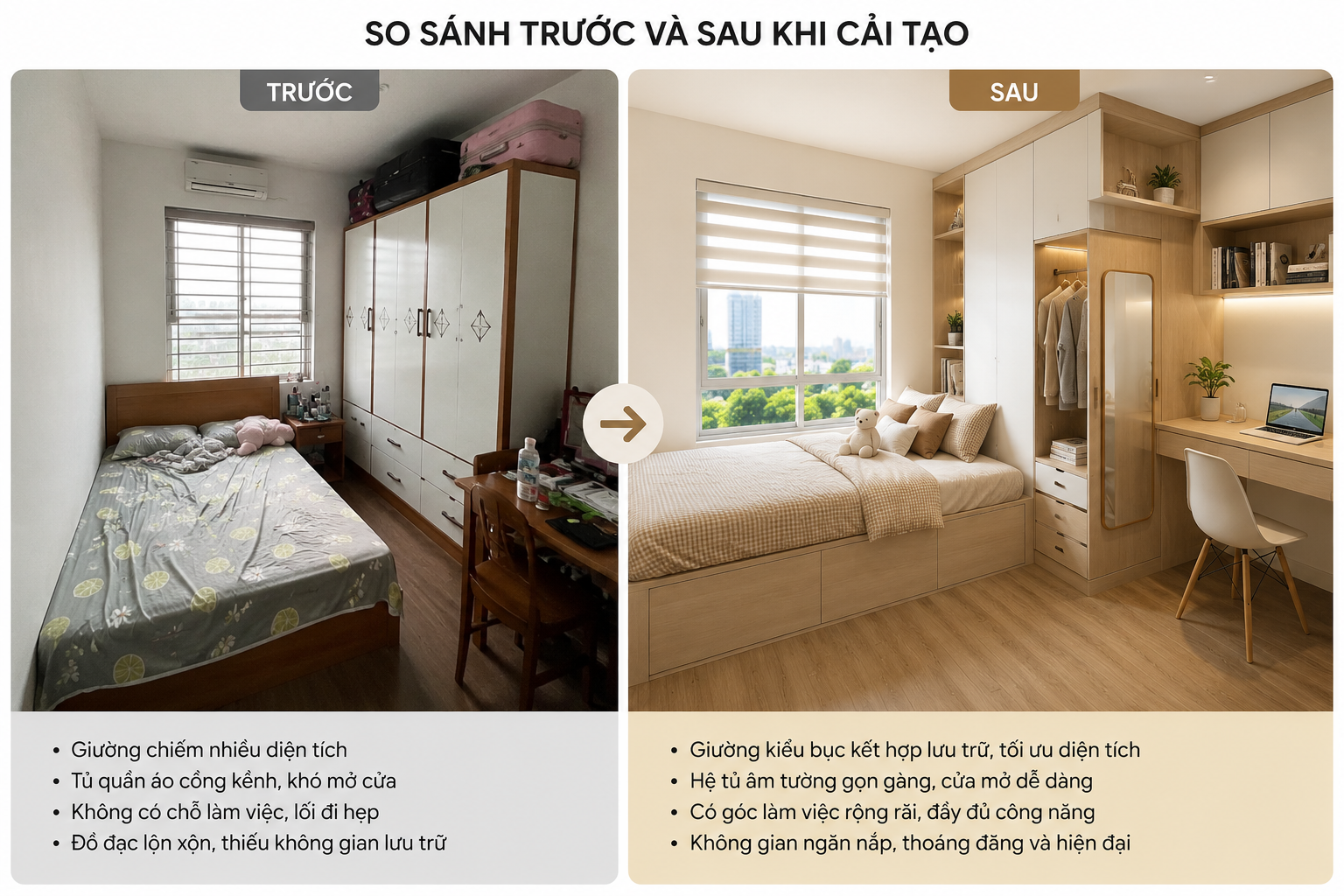 "Đứng h&igrave;nh" trước thiết kế &ldquo;giường kiểu bục&rdquo; của nh&agrave; h&agrave;ng x&oacute;m: Ph&ograve;ng ngủ chỉ 9m&sup2; nhưng vẫn đủ chỗ ngủ, l&agrave;m việc v&agrave; lưu trữ- Ảnh 1.