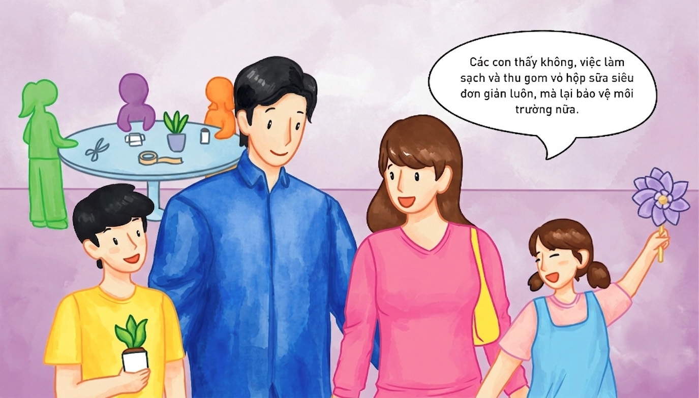 C&ugrave;ng TH biến h&igrave;nh vỏ hộp sữa th&agrave;nh chong ch&oacute;ng hưởng ứng Ng&agrave;y M&ocirc;i Trường Thế giới 5/6 - Ảnh 4.