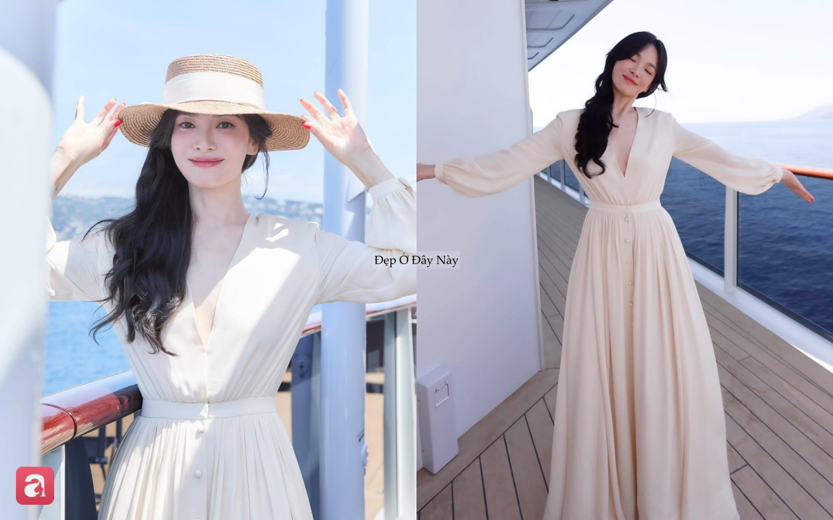 Song Hye Kyo vừa gợi cảm vừa thanh lịch với kiểu đầm "cứ giơ máy lên là có ảnh đẹp" - Ảnh 1.