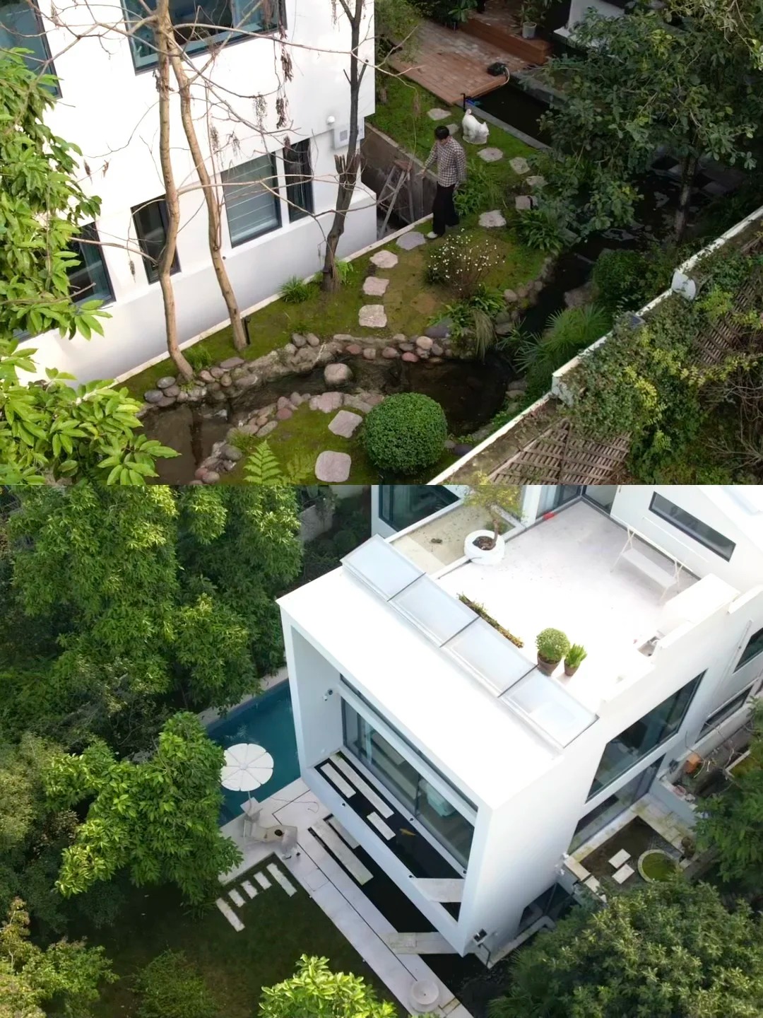 Hồ cá Koi trên ban công, cửa sổ view 