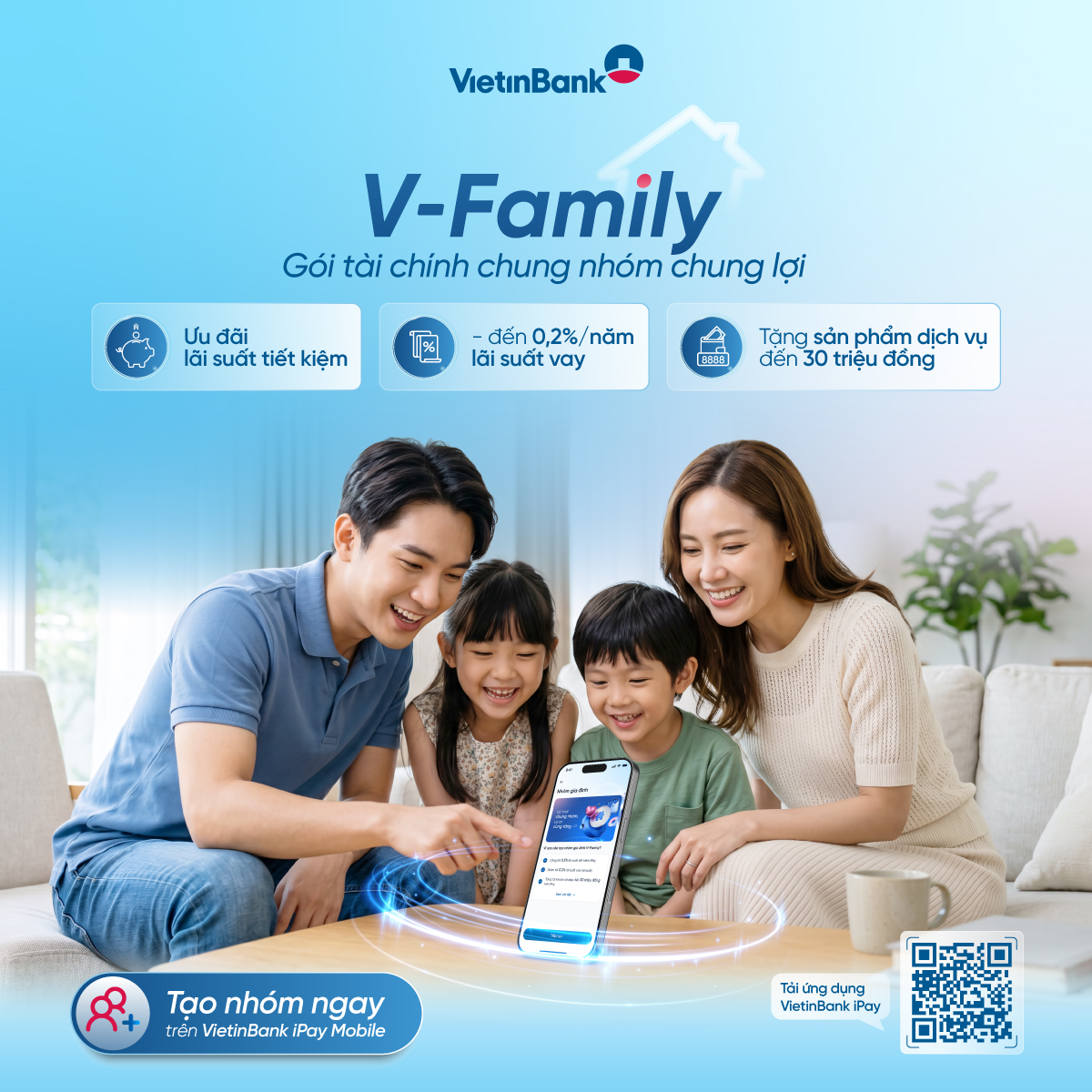 Gắn kết gia đ&igrave;nh, mở kh&oacute;a đặc quyền c&ugrave;ng V-Family của VietinBank - Ảnh 1.