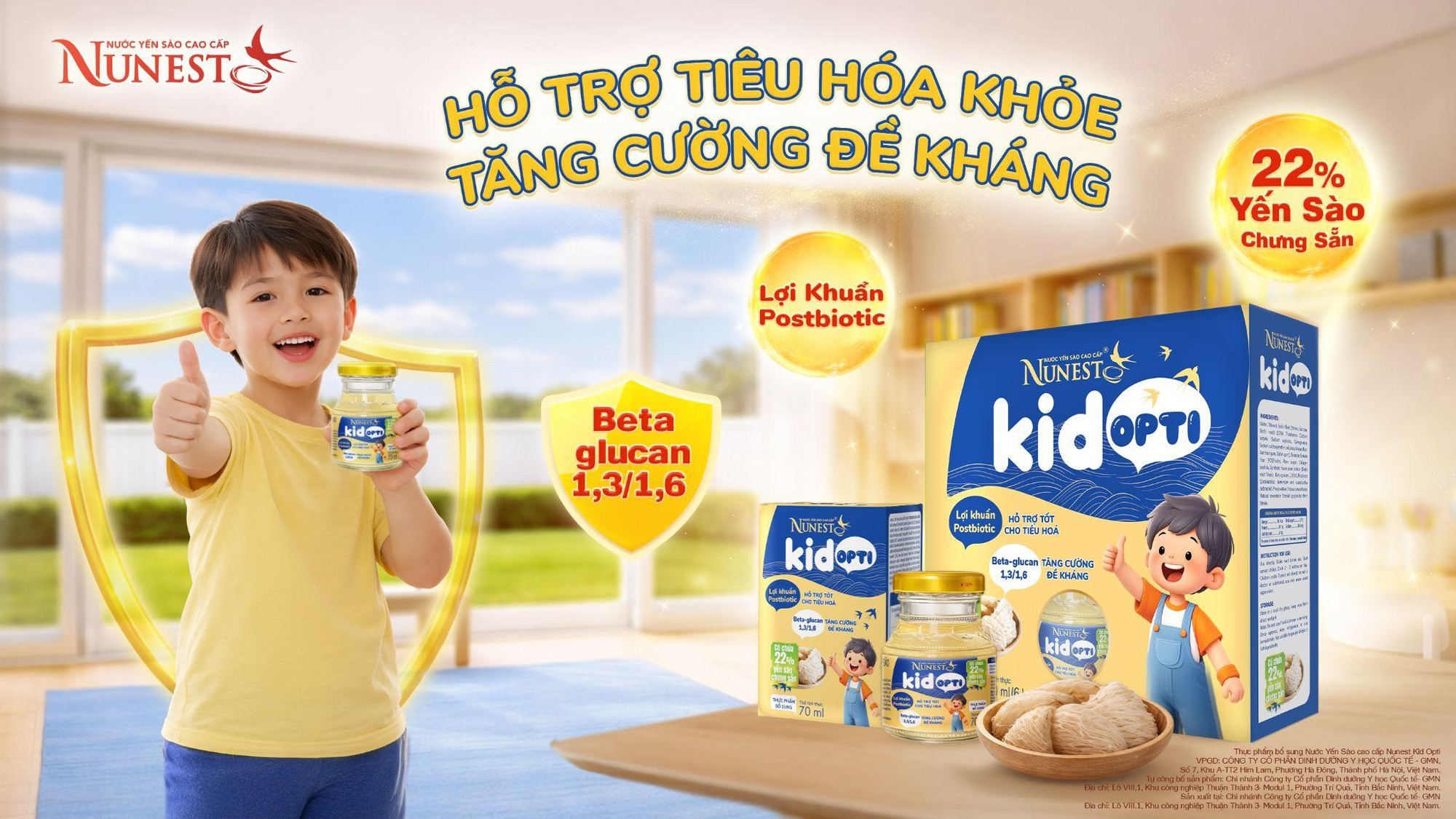 Nước yến Nunest Kid Opti bổ sung lợi khuẩn Postbiotic hỗ trợ ti&ecirc;u h&oacute;a khỏe mạnh- Ảnh 1.