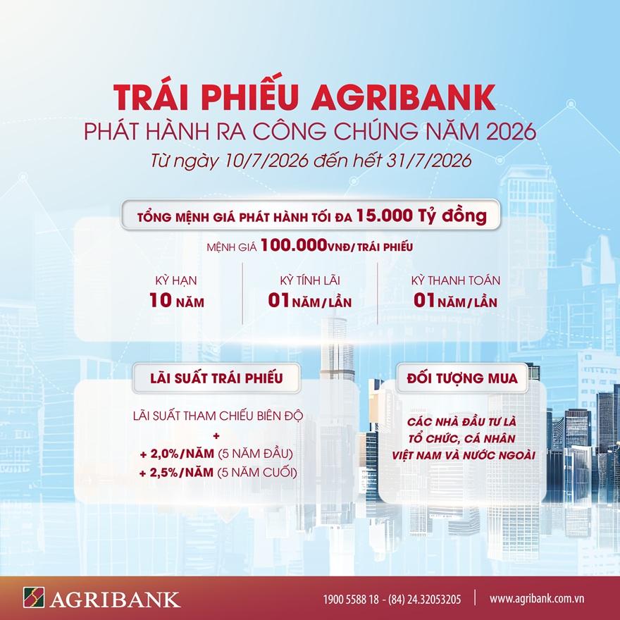 Agribank chào bán 15.000 tỷ đồng tr&aacute;i phiếu ra c&ocirc;ng ch&uacute;ng 2026 - Ảnh 1.