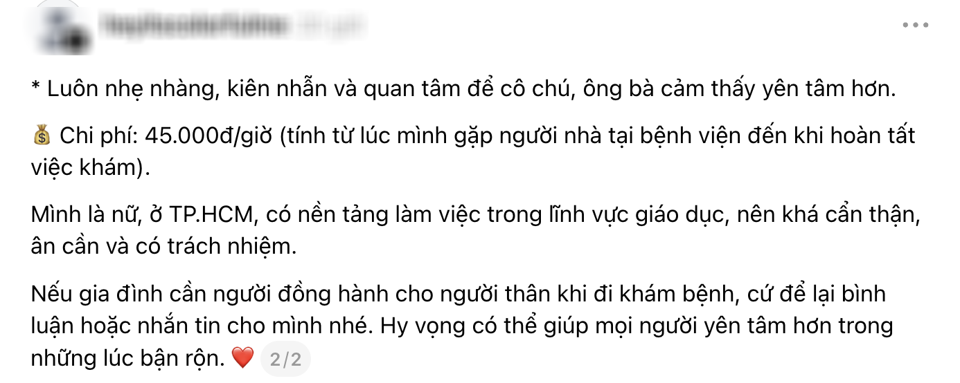 Ngày càng nhiều người nhận đưa người cao tuổi đi khám bệnh: Một xu hướng việc làm mới đang dần hình thành- Ảnh 2.
