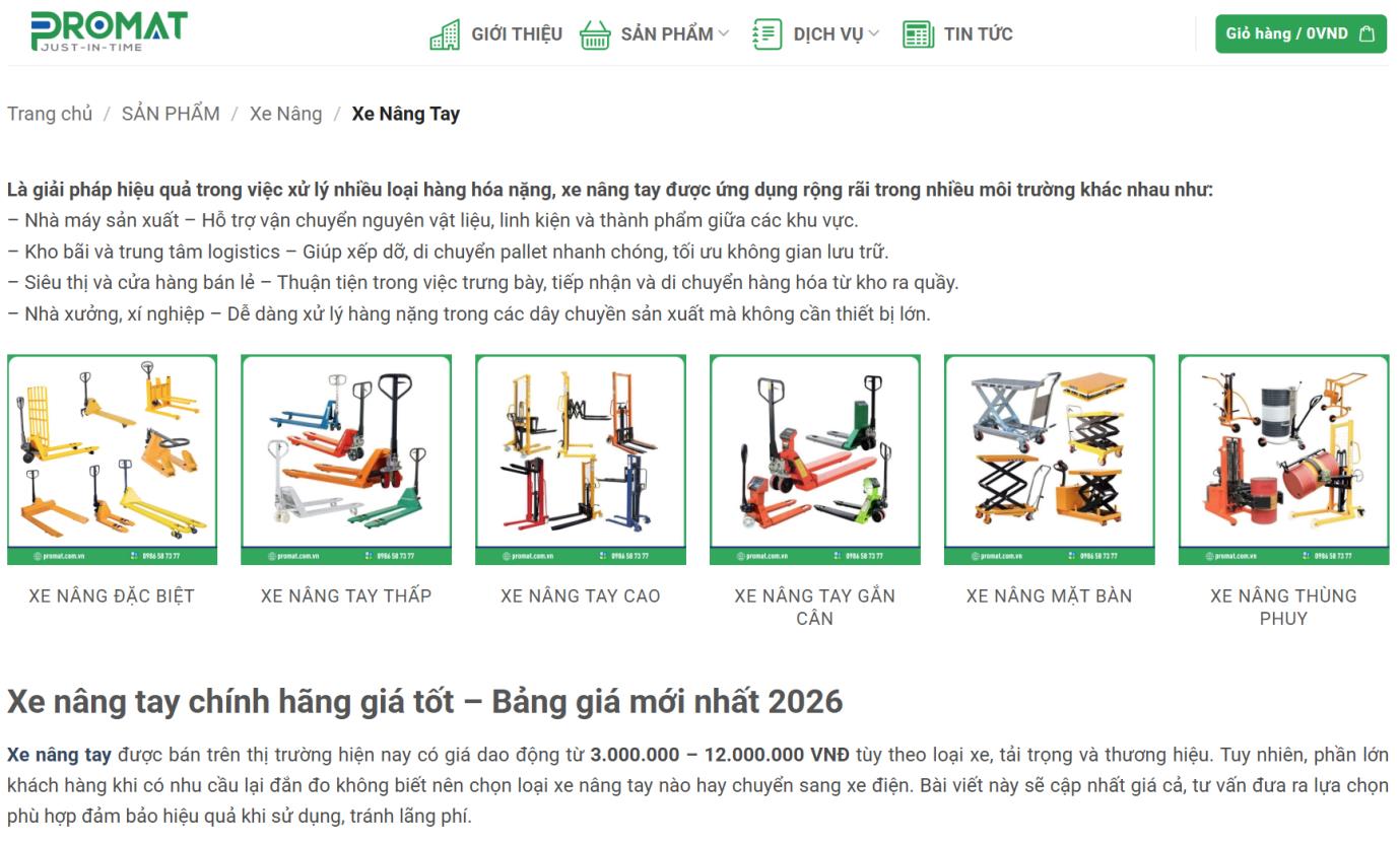 Promat &ndash; C&ocirc;ng ty b&aacute;n xe n&acirc;ng tay uy t&iacute;n tại Việt Nam 2026 - Ảnh 2.